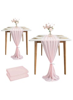 Buy Chiffon Table Runner Romantic Wedding Runner 2 Pieces 10ft Pink Sheer Chiffon Table Cover Dressing Table Runner for Wedding Birthday Party Bridal Baby Shower Decorations in Saudi Arabia