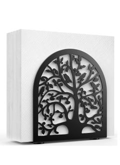 Buy Napkin Holder, Tree & Bird Design Metal Napkin Holder for Kitchen and Table, Freestanding Modern Napkins Holder for Home & Picnic Party, Black in UAE