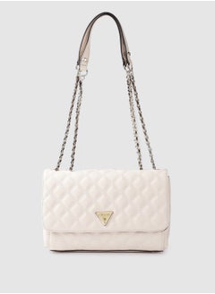 Buy Off White Quilted Structured Shoulder Bag in UAE