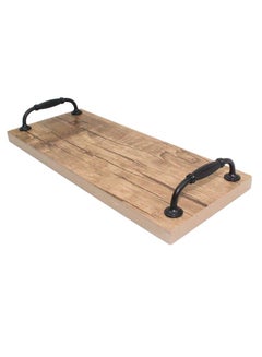 LIBWYS Rustic Wooden Serving Trays with Handle-Set of 2