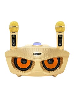 اشتري SD306 Plus 30W Karaoke Player Dual bluetooth 4.2 Speaker Family KTV Stereo Mic Big Sound Speaker with 2 Wireless Microphones | Gold في الامارات