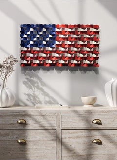 Buy wood workers 3d American flag decorative wall art, oversized aztec painting for living room bedroom dining entryway paneling decorations, large modern artwork sculptures for walls decore 100x52 cms in Egypt