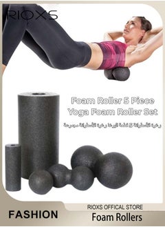 Buy EPP Foam Roller 5 Piece Yoga Foam Roller Set Massage Foam Roller and Ball Massage foam suit for Muscle Massage and Fitness Sports in Saudi Arabia