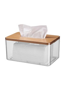 Buy Clear Facial Tissues Box With Bamboo Wood Lid in Egypt