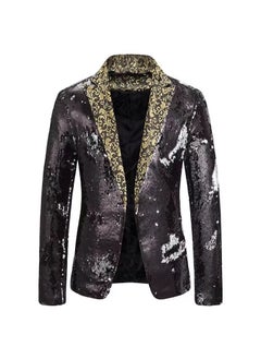 Buy Amazon  Mens Fashion Two-color Sequin Suit Mens Stage Performance Suit Nightclub DJ Suit Jacket MenBlack Black in Saudi Arabia