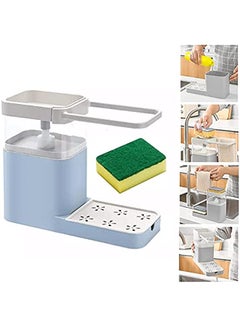 اشتري 1PCS Sponge Rack Shelf Soap Box Dispenser Dish Pump Holder With Sponge Caddy, Drain Rack and Dish Towel Bar for Home Kitchen Sink (Blue) في السعودية