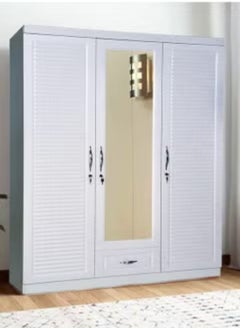 اشتري 3 Door Wooden Wardrobe Cabinet Cupboard Engineered Wood Perfect Modern Stylish Heavy Duty Color White في الامارات