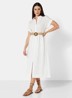 Buy Laia Belted Midi Shirt Dress in UAE