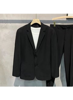 اشتري 2022 spring and autumn clothing British style youth non-ironing single West handsome all-match casual slim fit suit jacket for menBlack Black في السعودية