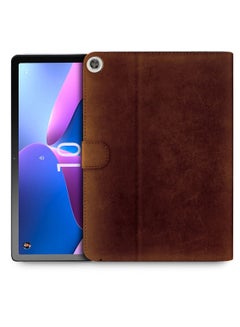 Buy High Quality Leather Smart Flip Case Cover With Magnetic Stand For Lenovo Tab M10 3rd Generation 4G 10.1 Inch 2022 Brown in Saudi Arabia