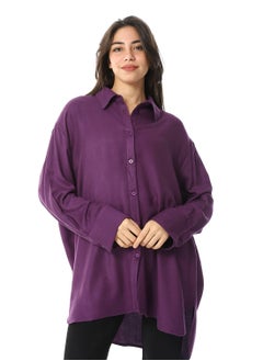 Buy Turn Down Collar Oversized Shirt_Purple in Egypt