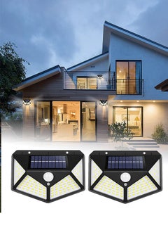 اشتري 2 حزمة من مصابيح الطاقة الشمسية في الهواء الطلق بـ 100 لمبة LED و 3 وضعيات، مصابيح حساسة للحركة بدون أسلاك مقاومة للماء بتقنية IP65 للحديقة والسور والفناء والمرآب. في الامارات