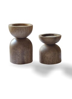 اشتري Momentum natural wood candle holder set of two that enjoy unique dark wood texture and shape what you are looking for. في مصر