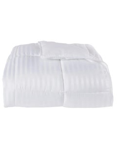 اشتري Luxury Down Alternative -Stripe Duvet Insert King Size Cotton White 240x260cm في الامارات