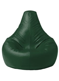 Buy Faux Leather Tear Drop Recliner Bean Bag with Filling Night Green in UAE