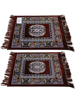 اشتري Industries Velvet Prayer Mat, Multipurpose Velvet Rug Mat, 2 Piece, Brown, 2 Ft X 2 Ft 60X60X1 Cm في السعودية