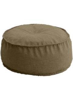 Buy Round Ottomans Floor Linen Cushion Oily Green in Saudi Arabia