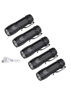 اشتري Kh003 Mini Small Pocket Led Flashlight Usb Rechargeable High Lumens Bright Powerful Flashlights Pack Of 5 في الامارات