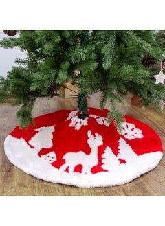 Buy Christmas Tree Skirt 120cm Large White Red Faux Fur Xmas Tree Skirt in UAE