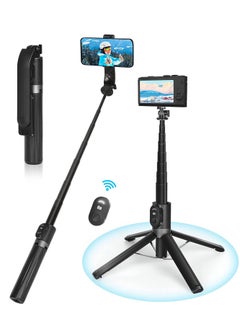 Buy Selfie Stick Tripod 140cm Extendable Phone Tripod Stand for iPhone/Android Phone Travel Tripod with Rechargeable Remote Portable and Compact in Saudi Arabia
