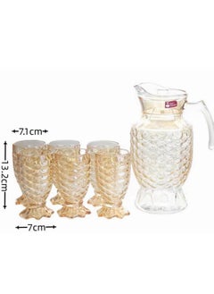 Buy Premium Glass Teapot Sets 7 Piece Clear/Amber for Parties and Everyday Use 1600ml in UAE