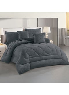 Buy Winter double-sided quilt set, two-sided system, velvet face and soft and warm fur side, 6 pieces, classic medium filling in Saudi Arabia