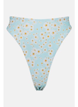 Buy Women Floral Print Pull On Bikini Bottom, Light Blue Combo in UAE