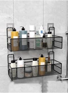 Buy 2 Pcs Bath Organizer Shower Shelf Shower Caddy Black for Bathroom Shower Holder for Bathroom Wall Bathroom No Punching in Saudi Arabia