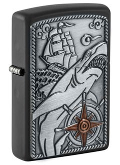 اشتري Zippo 48120 Ship Shark Emblem Design Black Matte Windproof Lighter في الامارات