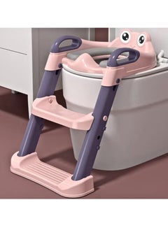 Buy Foldable Toilet Training Seat With Adjustable Step Stool Ladder in UAE