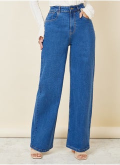 Buy Straight Fit High Rise Jeans with Pockets in Saudi Arabia