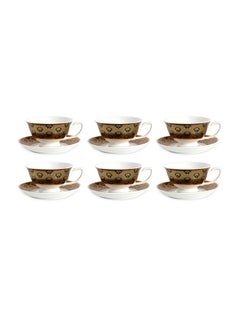 اشتري Elan Porcelain Cup/Saucer Gold/Black Set Of 6 في الامارات