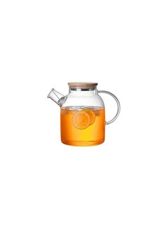 Buy Glass Water Pitcher with Bamboo Lid 1600ML Glass Water Kettle in Egypt