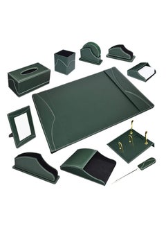 اشتري FIS 11-Piece FIS Executive Desk Set Italian PU, Green - FSDS183GR في الامارات