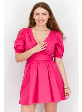 Buy Women Plain Mini Dress, Pink in Saudi Arabia