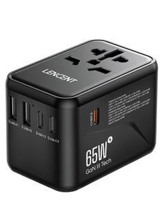 Buy LENCENT Universal Travel Adapter, GaN III 65W International Charger with 2 USB Ports & 3 USB-C PD Fast Charging Adaptor, Worldwide Wall Charger for iPhone,Galaxy,Laptops, Type A/C/G/I (USA/UK/EU/AUS) in Saudi Arabia