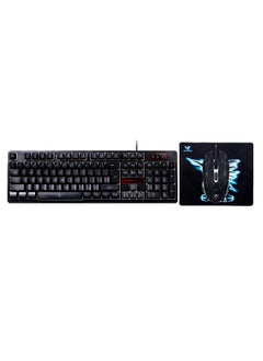 اشتري USB Wired Gaming Keyboard And Mouse Set With Mousepad Black في السعودية