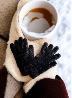 Buy Faux Fur Black Winter Gloves / free Size in Egypt