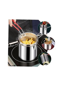 Buy set Kitchen Fry Pot Deep Frying Basket Food Cooking Pot Mesh Fryer Basket with Fried Wire Baskets Deepen Milk Pan with Basket for Chip Fried Chicken in UAE