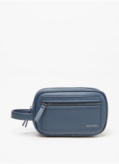 Buy Men's Textured Pouch with Zip Closure and Wrist Strap in Saudi Arabia