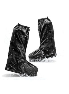 اشتري Black Waterproof Shoe Cover Snow and Rain Boot Cover with Reflector Reusable Non-Slip Shoe Cover Suitable for Gardening Motorcycle Cycling (M) في الامارات