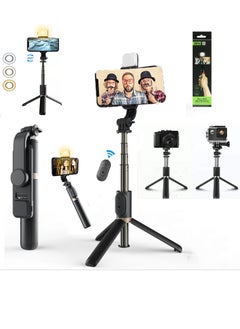 Buy Aluminum Alloy Selfie Stick Phone Stabilizer 360° Rotation Multifunctional Portable Tripod Stand 103cm With Wireless Remote Phone Holder & Beauty LED fiil Light for Tiktok Vlog Youtube in UAE