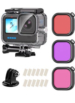 Buy Waterproof Case with Dive Filters for GoPro Hero 13/Hero 12/Hero 11/Hero 10/Hero 9 Black, 230FT/70M Underwater Protective Housing Dive Kit, Professional Action Camera Dive Accessory in UAE