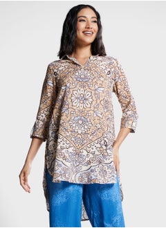 Buy V-Neck Printed Kurti in Saudi Arabia