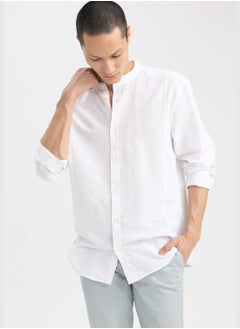 Buy Modern Fit Stand Up Collar Long Sleeve Shirt in UAE