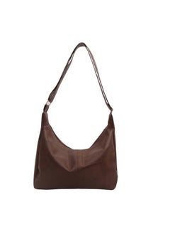 اشتري Large capacity retro tote bag, casual commuting personalized shoulder bag  Grid pattern brown في الامارات