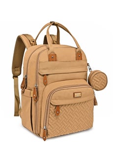 Buy BabbleRoo Diaper Bag Backpack - Baby Essentials Travel Tote - Multi function Waterproof Diaper Bag, Travel Essentials Baby Bag with Changing Pad, Stroller Straps & Pacifier Case - Unisex, Beige in Saudi Arabia