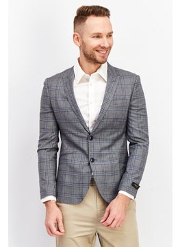 Buy Men Regular Fit Textured Formal Suit Jacket, Grey Combo in UAE