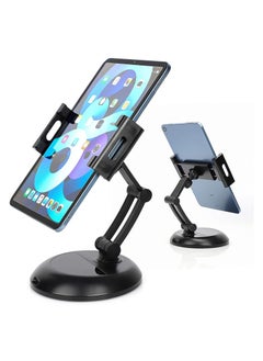 اشتري Tablet Holder Stand, Angle Height Adjustable Phone and Tablet Stand for Desk with Speaker, Thick Case Friendly iPad Holder Stand Compatible with (5"-11") في الامارات