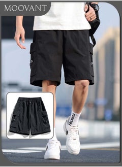 Buy Casual Shorts for Men, Summer Baggy Plus Size Fifth Pants, Breathable, Thin Cool, Wear Resistant, Multi-pocket Nylon Overalls Shorts, Cargo Shorts, Black in Saudi Arabia